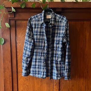 Men's Blue Plaid Shirt 100% Cotton